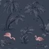 DUTCH WALLCOVERINGS Papier peint Flamant Bleu pétrole