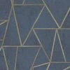 DUTCH WALLCOVERINGS Papier peint Triangles Bleu pétrole et doré