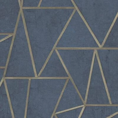 DUTCH WALLCOVERINGS Papier peint Triangles Bleu pétrole et doré 1 DUTCH WALLCOVERINGS Papier peint Triangles Bleu pétrole et doré