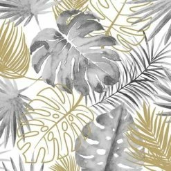 DUTCH WALLCOVERINGS Papier peint Feuilles de monstera Noir