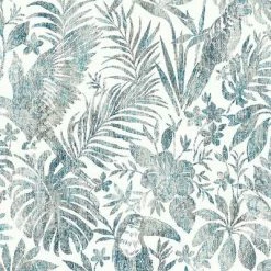 DUTCH WALLCOVERINGS Papier peint Feuilles et toucan Bleu