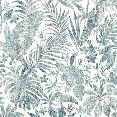 DUTCH WALLCOVERINGS Papier peint Feuilles et toucan Bleu 1 DUTCH WALLCOVERINGS Papier peint Feuilles et toucan Bleu