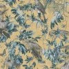 DUTCH WALLCOVERINGS Papier peint Feuilles et oiseaux Bleu et doré
