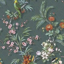 DUTCH WALLCOVERINGS Papier peint Tropical Bleu-vert
