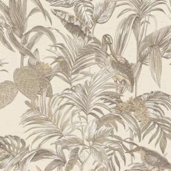 DUTCH WALLCOVERINGS Papier peint Bird-of-Paradise Crème