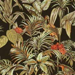 Papiers peints Soldes 28 DUTCH WALLCOVERINGS Papier peint Bird-of-Paradise Noir