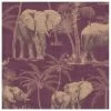 DUTCH WALLCOVERINGS Papier peint Verger avec éléphants Aubergine
