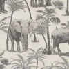 DUTCH WALLCOVERINGS Papier peint Verger avec éléphants Charbon