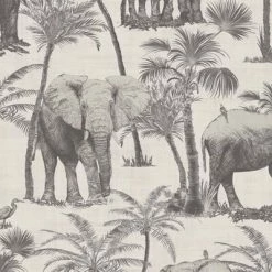 DUTCH WALLCOVERINGS Papier peint Verger avec éléphants Charbon