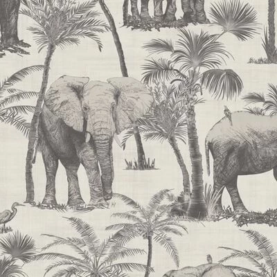 DUTCH WALLCOVERINGS Papier peint Verger avec éléphants Charbon 1 DUTCH WALLCOVERINGS Papier peint Verger avec éléphants Charbon