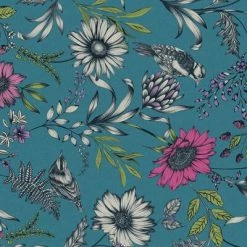 DUTCH WALLCOVERINGS Papier peint Oiseau botanique Bleu