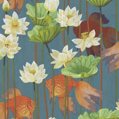 DUTCH WALLCOVERINGS Papier peint Poisson/fleur Bleu 1 DUTCH WALLCOVERINGS Papier peint Poisson/fleur Bleu