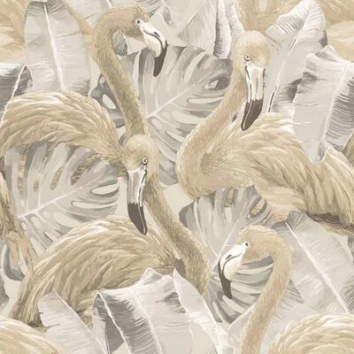 Noordwand Papier peint Flamingo and Monstera Beige 1 Noordwand Papier peint Flamingo and Monstera Beige