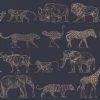 Kids at Home Papier peint Safari Midnight Bleu