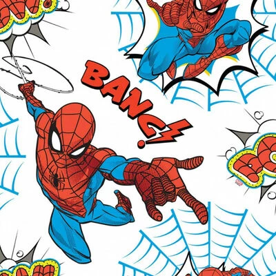 Kids at Home Papier peint Spiderman Pow Blanc 1 Kids at Home Papier peint Spiderman Pow Blanc