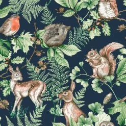 Kids at Home Papier peint Woodland Animals Bleu