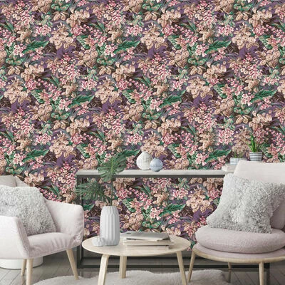 DUTCH WALLCOVERINGS Papier peint floral Violet 2 DUTCH WALLCOVERINGS Papier peint floral Violet – Image 2