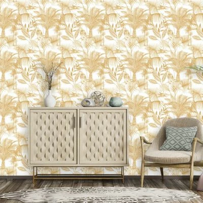 DUTCH WALLCOVERINGS Papier peint Kidatu Ocre et blanc 2 DUTCH WALLCOVERINGS Papier peint Kidatu Ocre et blanc – Image 2