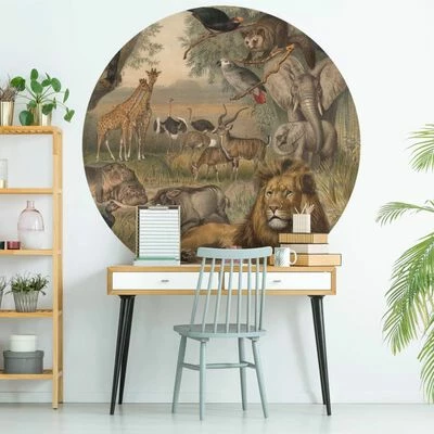 WallArt Papier peint cercle Animals of Africa 142,5 cm 2 WallArt Papier peint cercle Animals of Africa 142,5 cm – Image 2