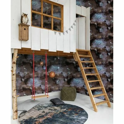 Good Vibes Papier peint Galaxy Planets and Text Bleu et noir 2 Good Vibes Papier peint Galaxy Planets and Text Bleu et noir – Image 2