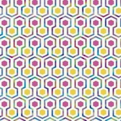 Good Vibes Papier peint Hexagon Pattern Rose et jaune