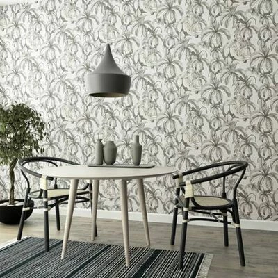 Topchic Papier peint Monkey Jungle Leaves Gris et noir 2 Topchic Papier peint Monkey Jungle Leaves Gris et noir – Image 2