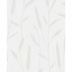 Topchic Papier peint Reed Plumes Blanc métallisé
