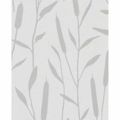 Topchic Papier peint Reed Plumes Gris métallisé