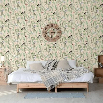 DUTCH WALLCOVERINGS Papier peint Flamingo Crème et menthe 2 DUTCH WALLCOVERINGS Papier peint Flamingo Crème et menthe – Image 2