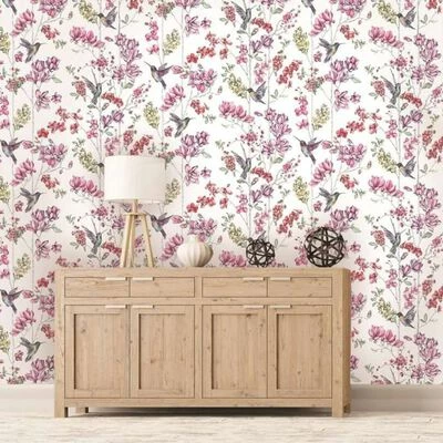 DUTCH WALLCOVERINGS Papier peint Colibris Rose 2 DUTCH WALLCOVERINGS Papier peint Colibris Rose – Image 2