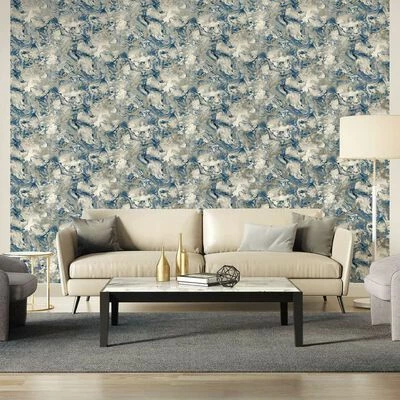 DUTCH WALLCOVERINGS Papier peint Marbre Gris et bleu 2 DUTCH WALLCOVERINGS Papier peint Marbre Gris et bleu – Image 2