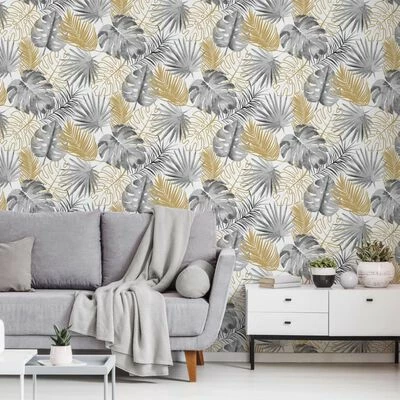 DUTCH WALLCOVERINGS Papier peint Feuilles de monstera Noir 2 DUTCH WALLCOVERINGS Papier peint Feuilles de monstera Noir – Image 2
