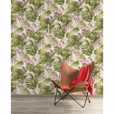 DUTCH WALLCOVERINGS Papier peint Paradiso Vert et rose 2 DUTCH WALLCOVERINGS Papier peint Paradiso Vert et rose – Image 2