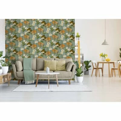 DUTCH WALLCOVERINGS Papier peint Poisson/fleur Vert 2 DUTCH WALLCOVERINGS Papier peint Poisson/fleur Vert – Image 2