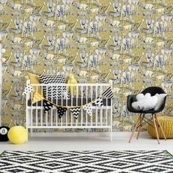 Kids at Home Papier peint Jungle Animals Jaune Ocre -Papiers peints Soldes image 2 431382