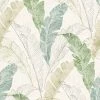 DUTCH WALLCOVERINGS Papier peint Feuilles tropicales Gris et vert