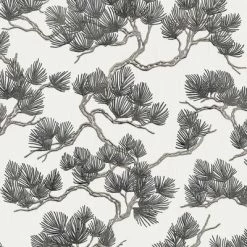 DUTCH WALLCOVERINGS Papier peint Motif avec pins Blanc et noir