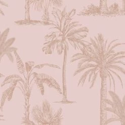 DUTCH WALLCOVERINGS Papier peint Arbres tropicaux Rose
