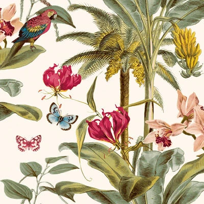 DUTCH WALLCOVERINGS Papier peint Palmier tropical Vert et rose 1 DUTCH WALLCOVERINGS Papier peint Palmier tropical Vert et rose