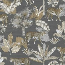 DUTCH WALLCOVERINGS Papier peint Léopard Gris et beige