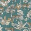 DUTCH WALLCOVERINGS Papier peint Léopard Bleu et beige