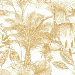 DUTCH WALLCOVERINGS Papier peint Kidatu Ocre et blanc