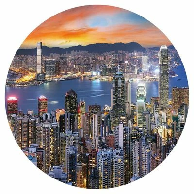 WallArt Papier peint cercle Skyline by Night 142,5 cm 1 WallArt Papier peint cercle Skyline by Night 142,5 cm