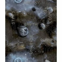 Good Vibes Papier peint Galaxy Planets and Text Bleu et noir