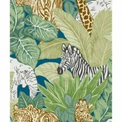 Good Vibes Papier peint Jungle Animals Vert et noir