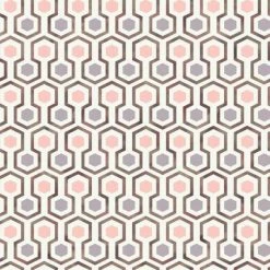 Good Vibes Papier peint Hexagon Pattern Rose et violet