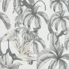 Topchic Papier peint Monkey Jungle Leaves Gris et noir