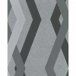 Topchic Papier peint Graphic Lines Diamonds Gris et noir