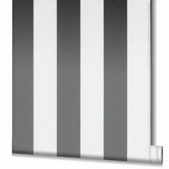 Topchic Papier peint Stripes Gris foncé et blanc