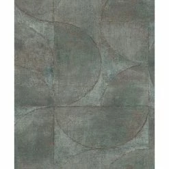 Vintage Deluxe Papier peint Graphic Circle Look Gris et marron